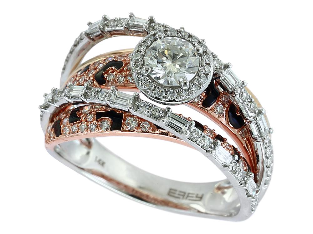 EFFY 14K WHT/YEL/PNK DIAMOND RING (WITH  .40 CT  CENTER SIZE) CENTER SIZE: .40 CT