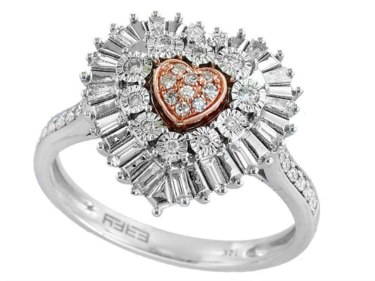 EFFY 14K WHITE and ROSE GOLD DIAMOND RING