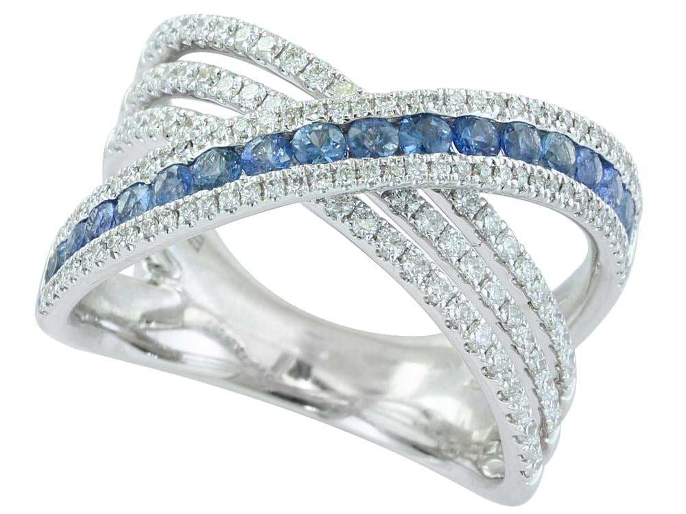 EFFY 14K WHITE GOLD DIAMOND,NATURAL SAPPHIRE RING