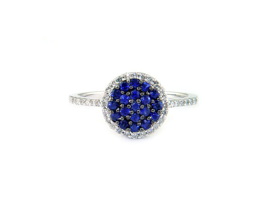 EFFY 14K WHITE GOLD DIAMOND,NATURAL SAPPHIRE RING