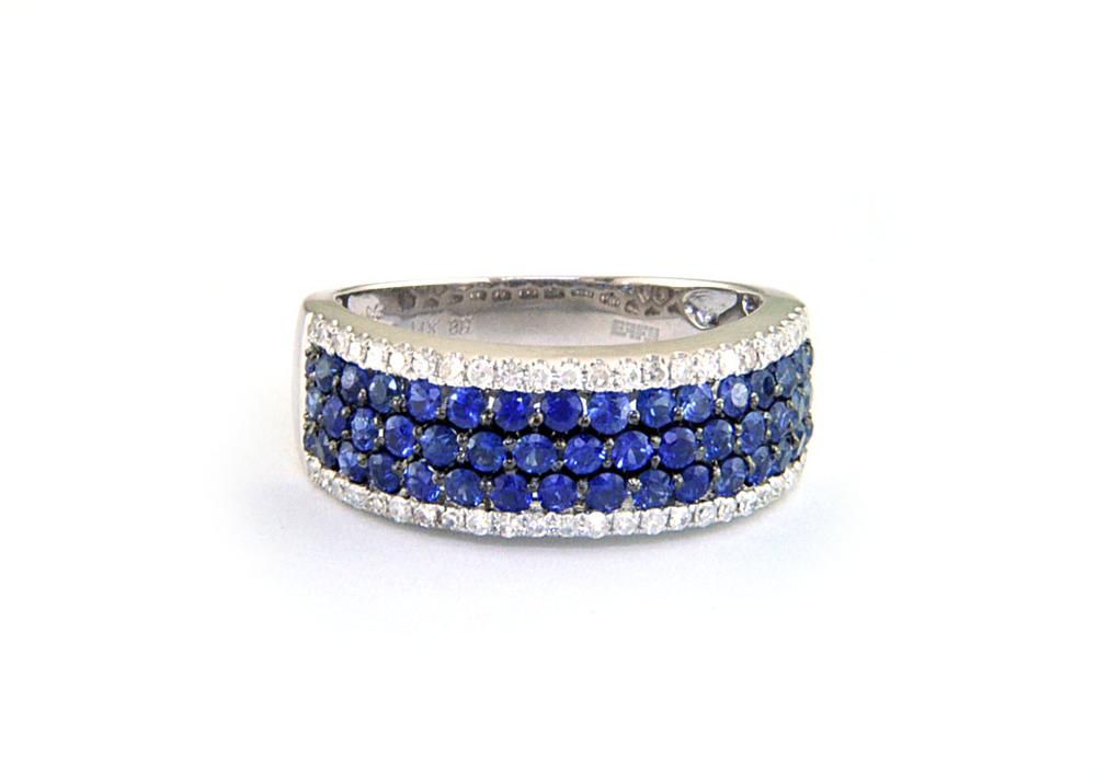 EFFY 14K WHITE GOLD DIAMOND,NATURAL SAPPHIRE RING