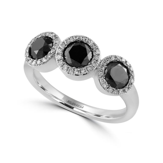 Effy 14K White Gold Diamond,Black Diamond, Ring