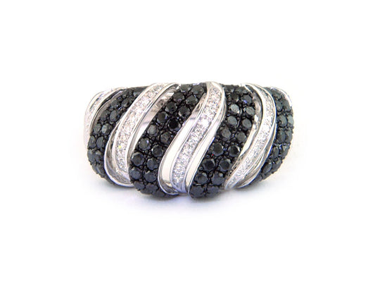 EFFY 14K WHITE GOLD DIAMOND,BLACK DIAMOND, RING