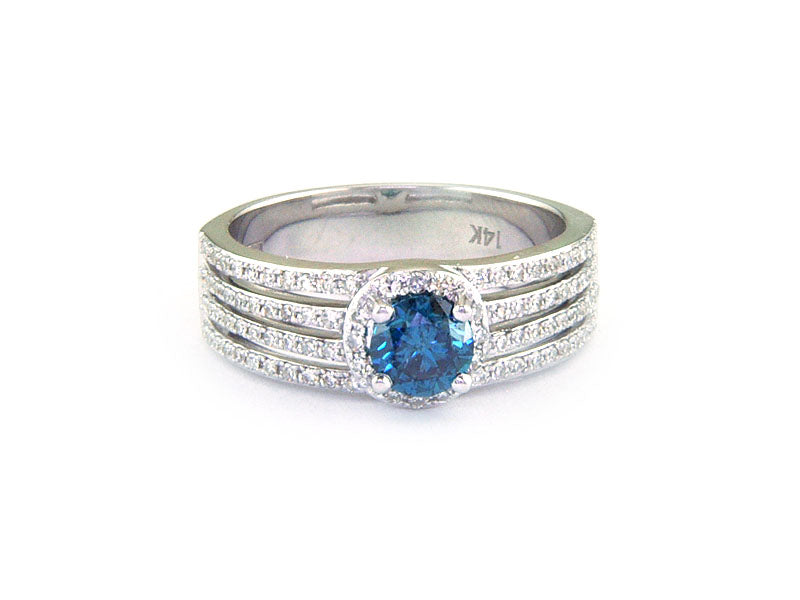 EFFY 14K WHITE GOLD DIAMOND,BLUE DIAMOND, RING