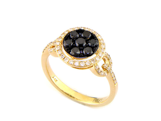 EFFY 14K YELLOW GOLD DIAMOND,BLACK DIAMOND, RING