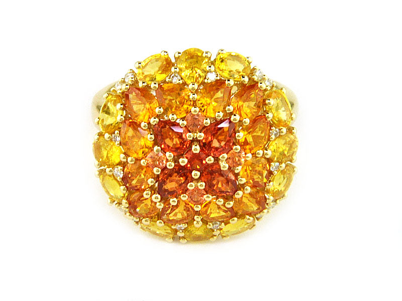 EFFY 14K YELLOW GOLD DIAMOND,ORANGE SAPPHIRE,YELLOW SAPPHIRE RING