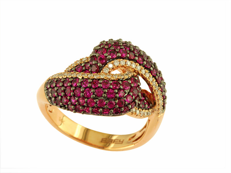 EFFY 14K ROSE GOLD DIAMOND,NATURAL RUBY RING