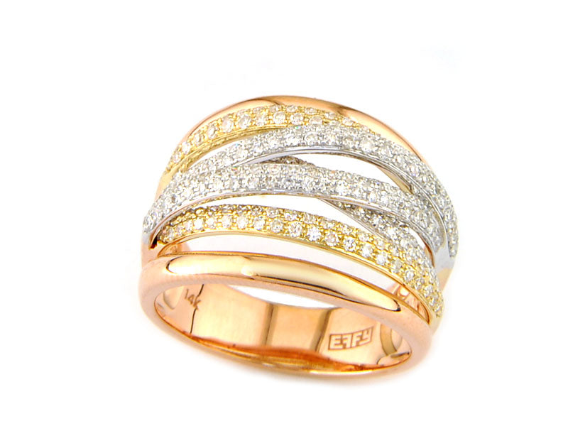 EFFY 14K WHT/YEL/PNK DIAMOND RING