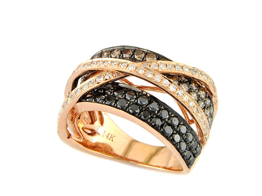 EFFY 14K ROSE GOLD DIAMOND,BLACK DIAMOND,ESPRESSO DIAMOND, RING