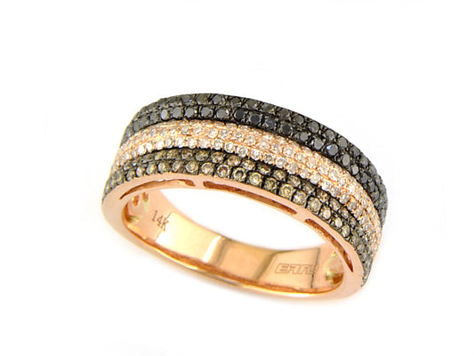 EFFY 14K ROSE GOLD DIAMOND,BLACK DIAMOND,ESPRESSO DIAMOND, RING