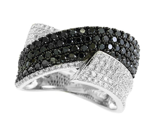 EFFY 14K WHITE GOLD DIAMOND,BLACK DIAMOND, RING