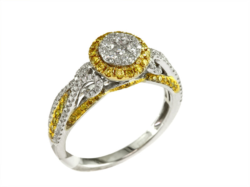 EFFY 14K WHITE and YELLOW GOLD DIAMOND,NATURAL YELLOW DIAMOND, RING