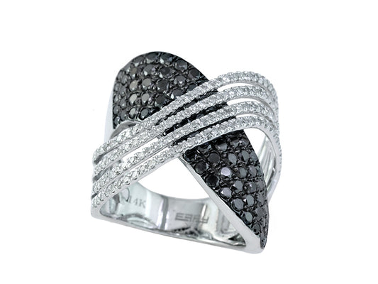 EFFY 14K WHITE GOLD DIAMOND,BLACK DIAMOND, RING