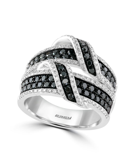 Effy 14K White Gold Diamond,Black Diamond, Ring