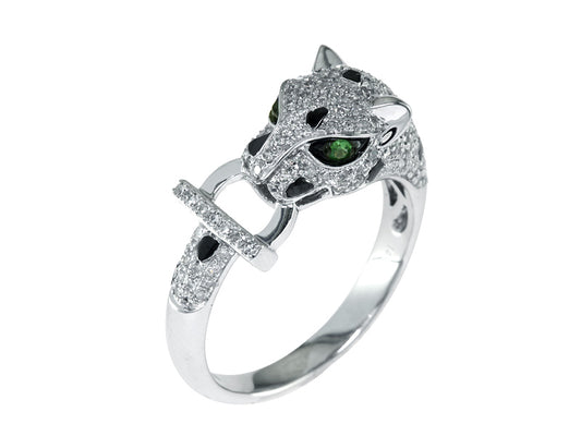 EFFY 14K WHITE GOLD DIAMOND,TSAVORITE RING