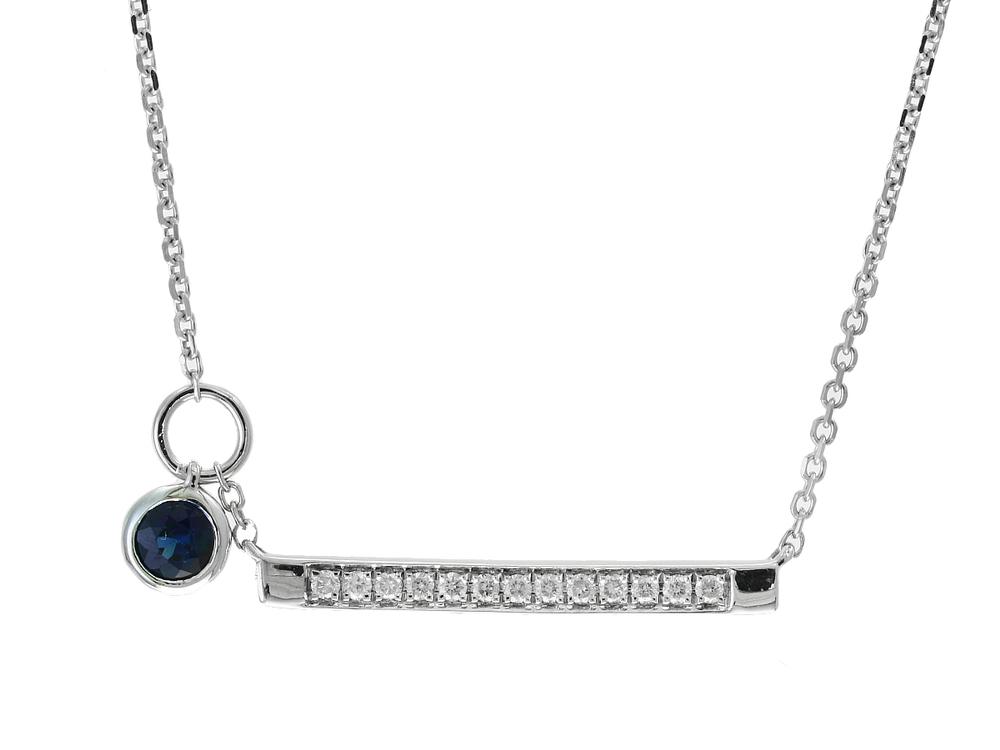 EFFY 14K WHITE GOLD DIAMOND,NATURAL SAPPHIRE NECKLACE