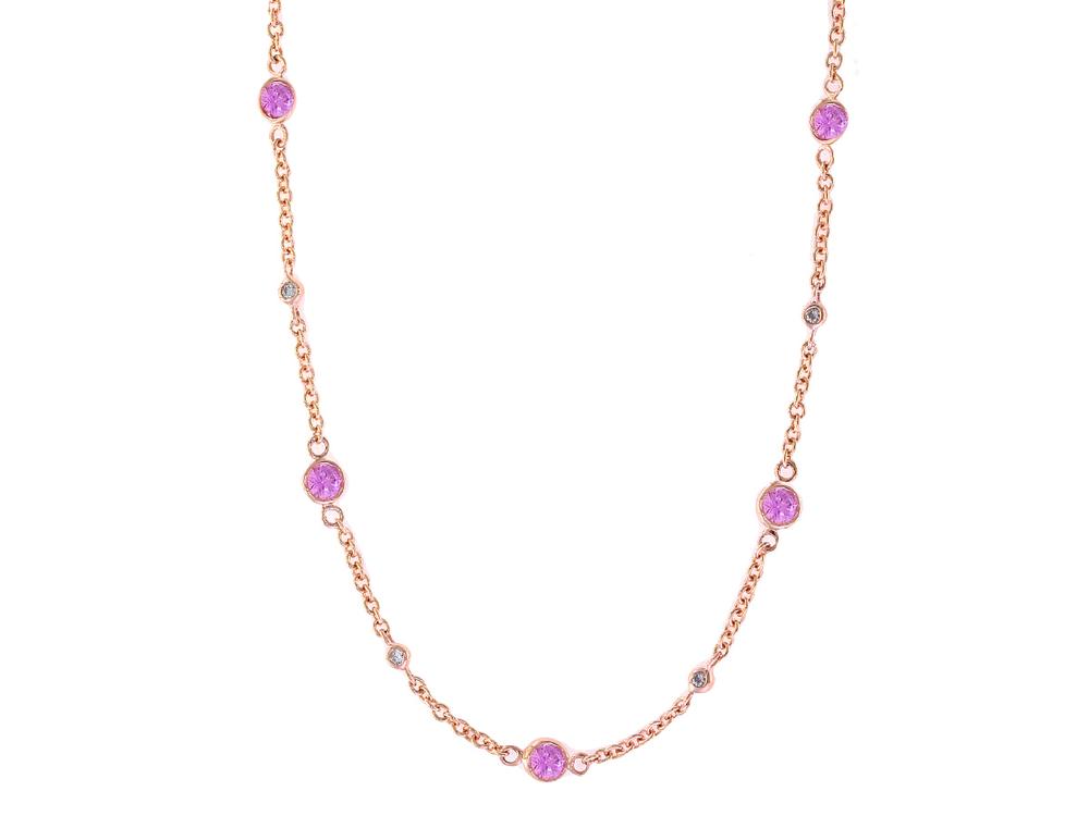 EFFY 14K ROSE GOLD DIAMOND,PINK SAPPHIRE NECKLACE