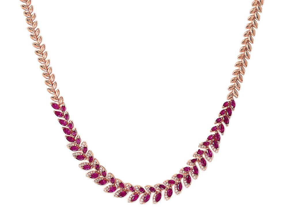 EFFY 14K ROSE GOLD DIAMOND,NATURAL RUBY NECKLACE