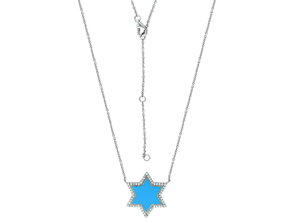 EFFY 14K WHITE GOLD DIAMOND ENAMEL NECKLACE