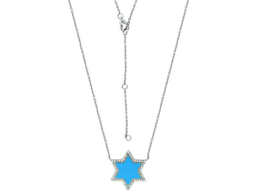 EFFY 14K WHITE GOLD DIAMOND ENAMEL NECKLACE