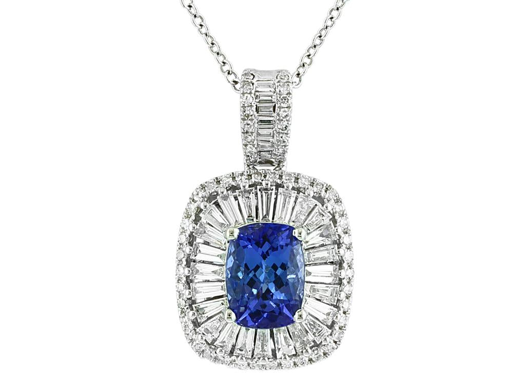 EFFY 14K WHITE GOLD DIAMOND,TANZANITE PENDANT