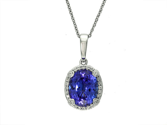 EFFY 14K WHITE GOLD DIAMOND,TANZANITE PENDANT