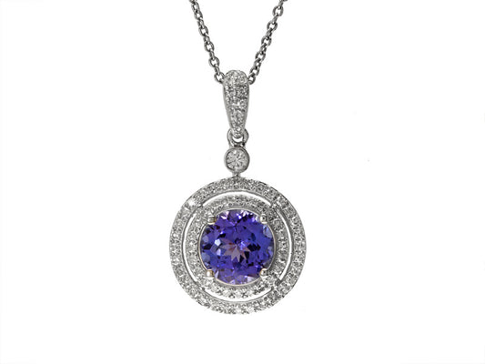 EFFY 14K WHITE GOLD DIAMOND,TANZANITE PENDANT