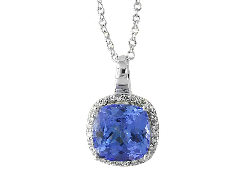 EFFY 14K WHITE GOLD DIAMOND,TANZANITE PENDANT