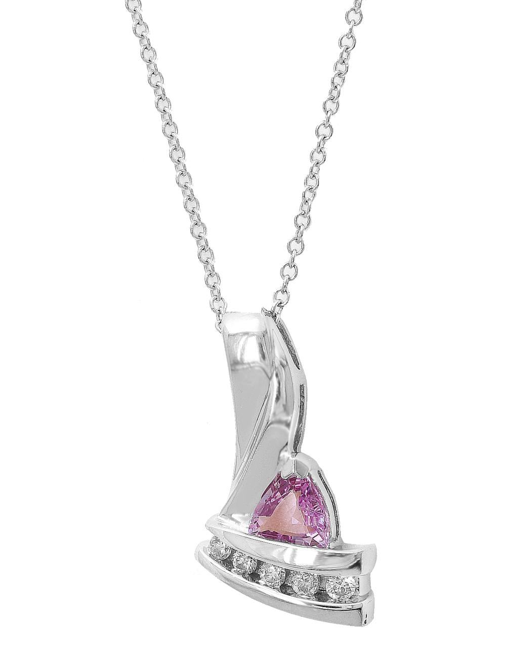 EFFY 14K WHITE GOLD DIAMOND,PINK SAPPHIRE PENDANT