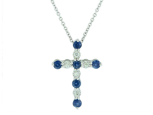 EFFY 925 SILVER DIAMOND,NATURAL SAPPHIRE PENDANT