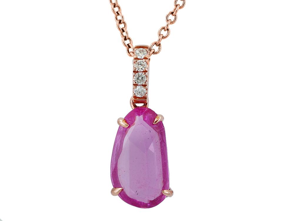 EFFY 14K ROSE GOLD DIAMOND,PINK SAPPHIRE PENDANT