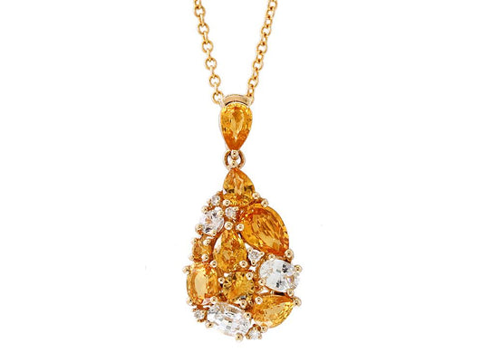 EFFY 14KY DIAMOND,WHITE SAPPHIRE,YELLOW SAPPHIRE PENDANT