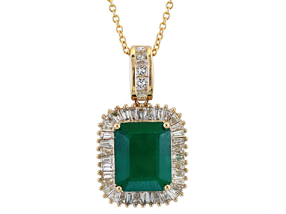 EFFY 14K YELLOW GOLD DIAMOND,NATURAL EMERALD PENDANT