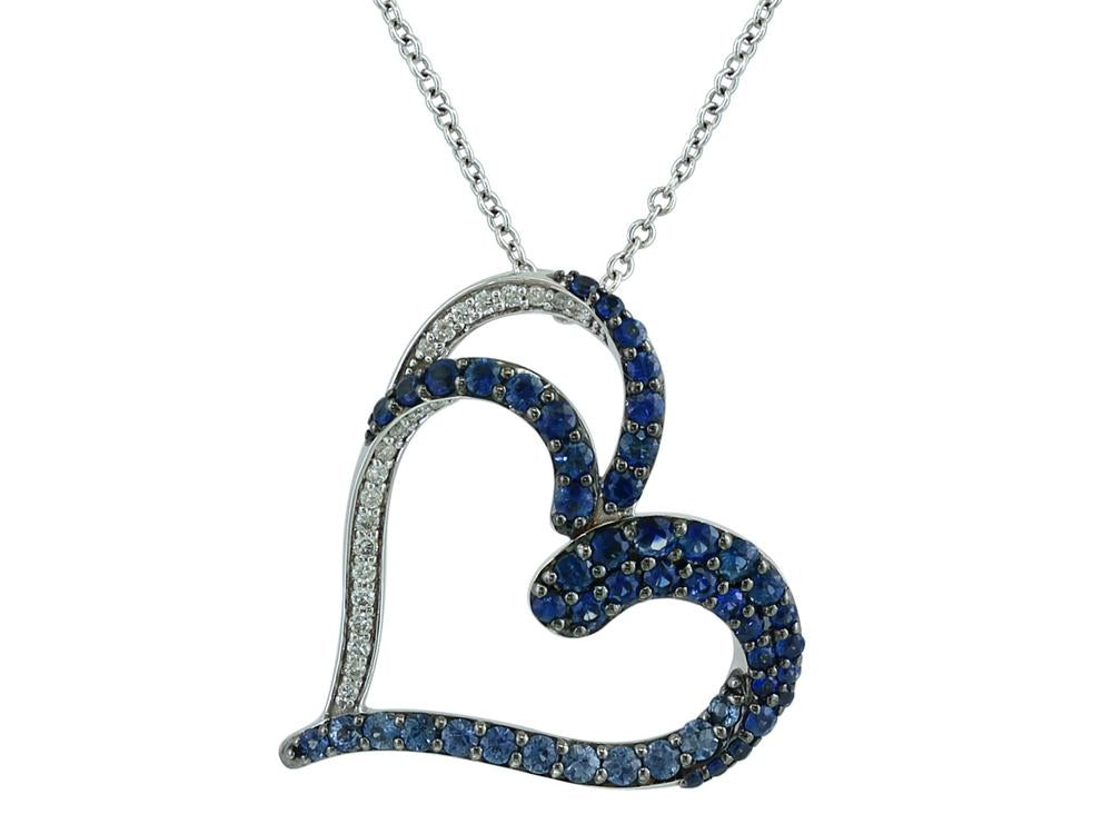 EFFY 14K WHITE GOLD DIAMOND,NATURAL SAPPHIRE PENDANT