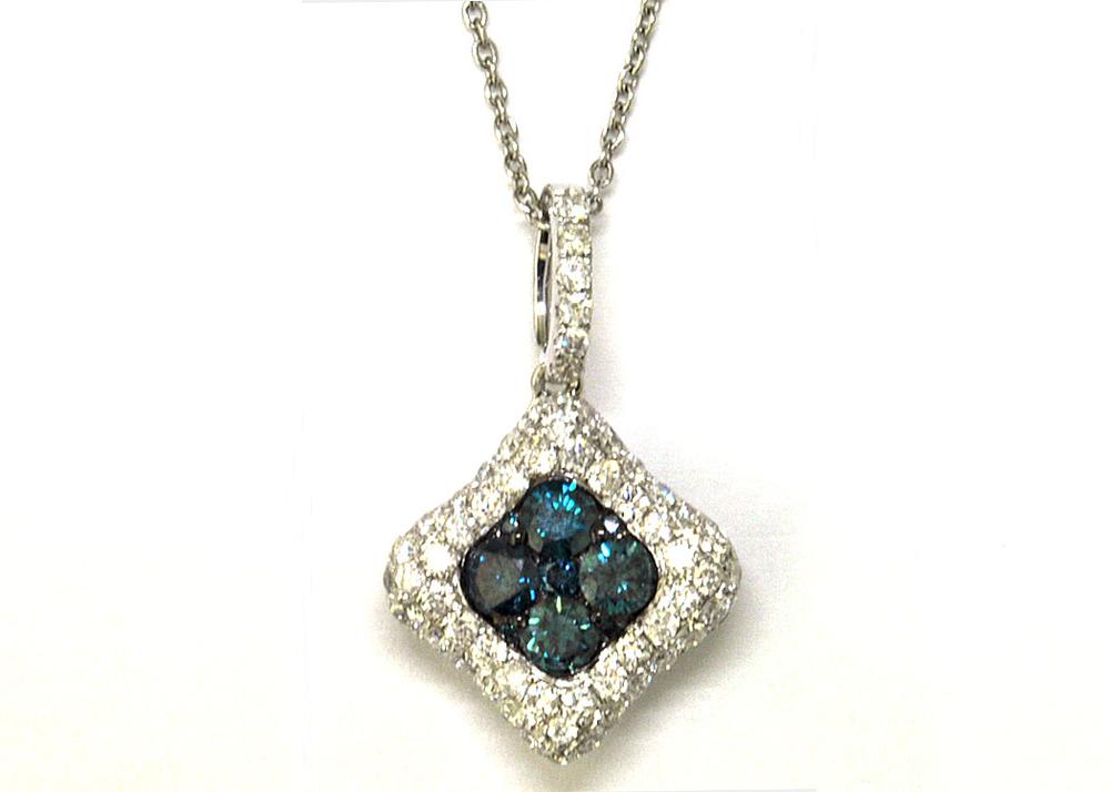 EFFY 14K WHITE GOLD DIAMOND,BLUE DIAMOND, PENDANT