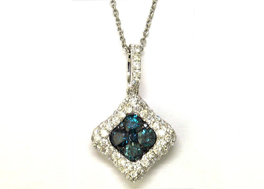 EFFY 14K WHITE GOLD DIAMOND,BLUE DIAMOND, PENDANT