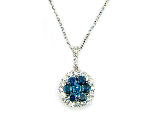 EFFY 14K WHITE GOLD DIAMOND,BLUE DIAMOND, PENDANT