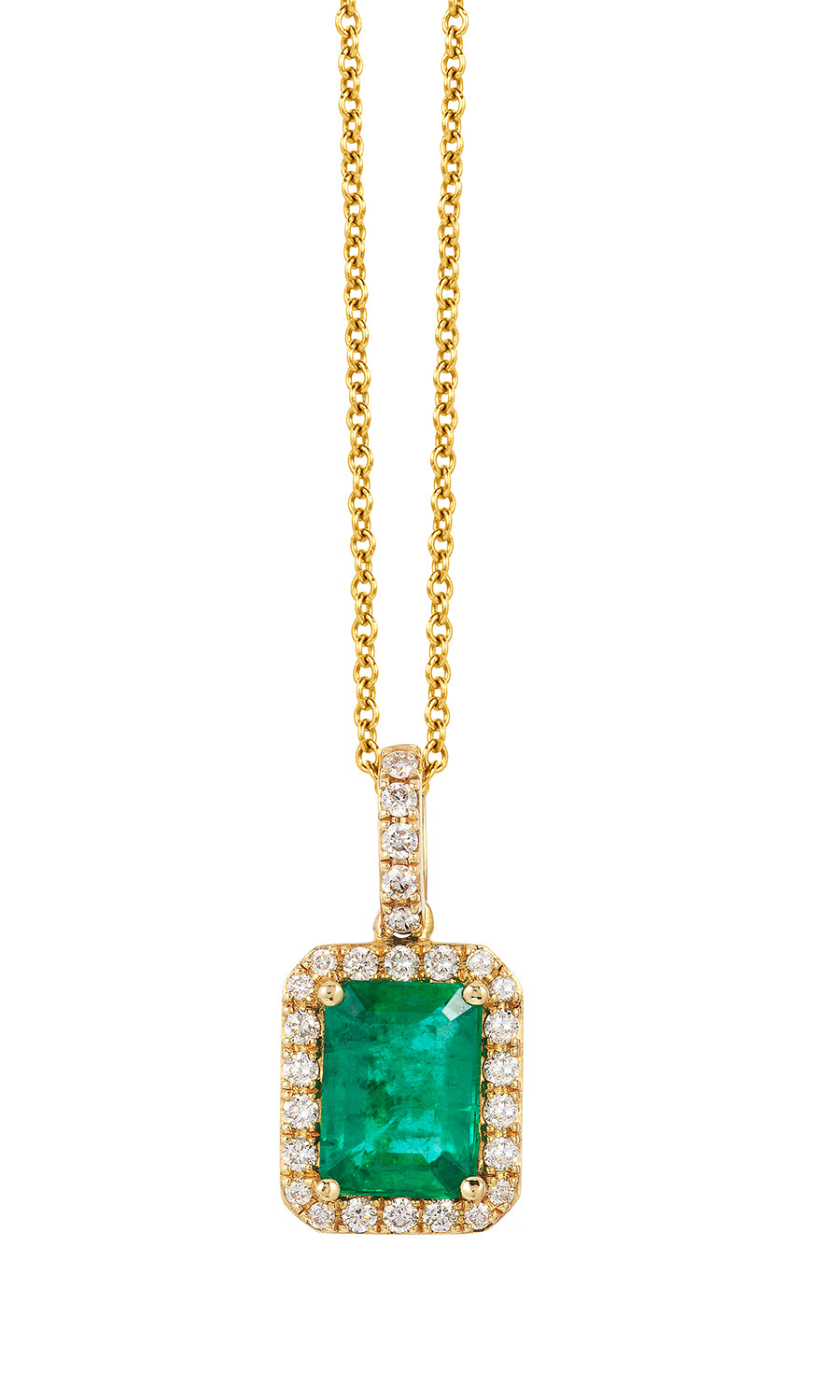 Effy 14K Yellow Gold Diamond, Natural Emerald Pendant