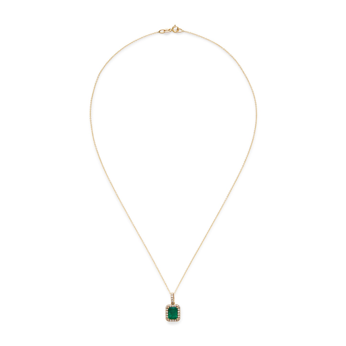 Effy 14K Yellow Gold Diamond, Natural Emerald Pendant