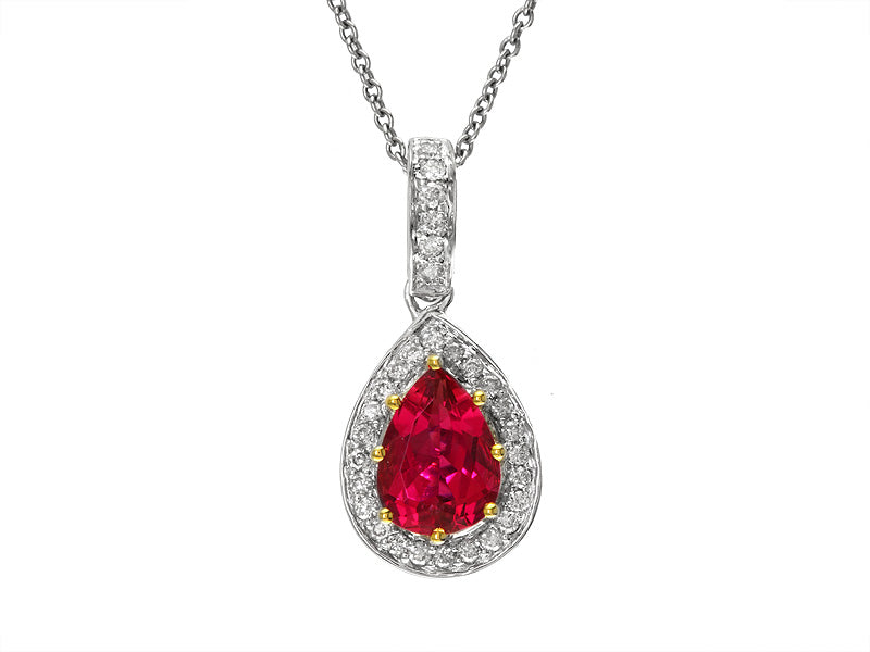 EFFY 14K WHITE and YELLOW GOLD DIAMOND,RUBELLITE PENDANT