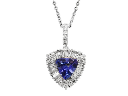 EFFY 14K WHITE GOLD DIAMOND,TANZANITE PENDANT