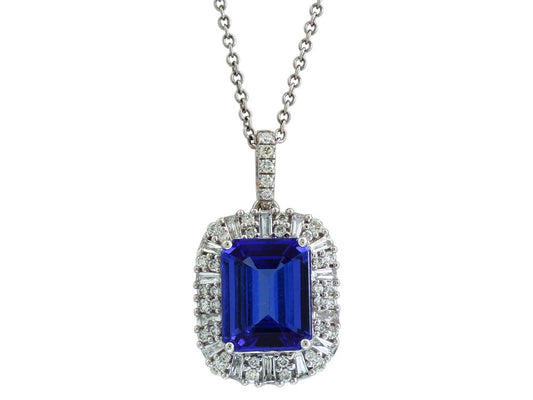 EFFY 14K WHITE GOLD DIAMOND,TANZANITE PENDANT