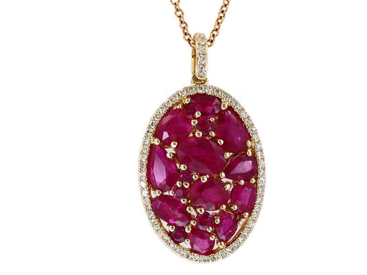 EFFY 14K YELLOW GOLD DIAMOND,NATURAL RUBY PENDANT