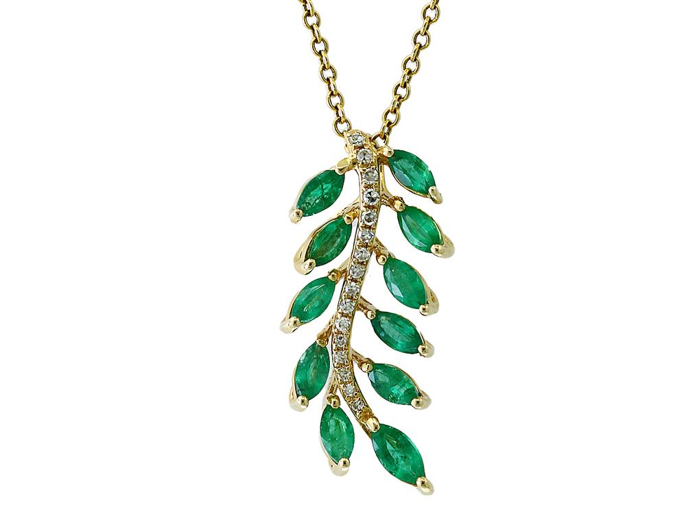 EFFY 14K YELLOW GOLD DIAMOND,NATURAL EMERALD PENDANT