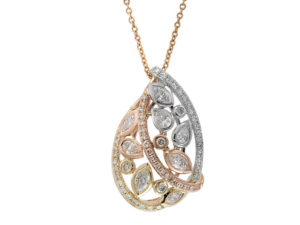 EFFY 14K WHT/YEL/PNK DIAMOND PENDANT