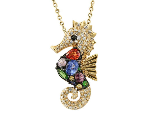 EFFY 14K YELLOW GOLD DIAMOND,BLACK DIAMOND,NATURAL CEYLON SAPPHIRE,ORANGE SAPPHIRE,PINK SAPPHIRE,PURPLE SAPPHIRE,TSAVORITE,YELLOW SAPPHIRE PENDANT