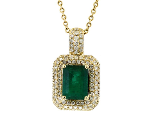 EFFY 14K YELLOW GOLD DIAMOND,NATURAL EMERALD PENDANT