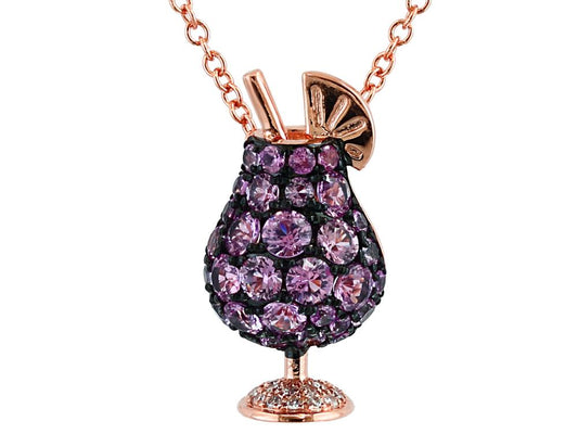 EFFY 14K ROSE GOLD DIAMOND,PINK SAPPHIRE PENDANT