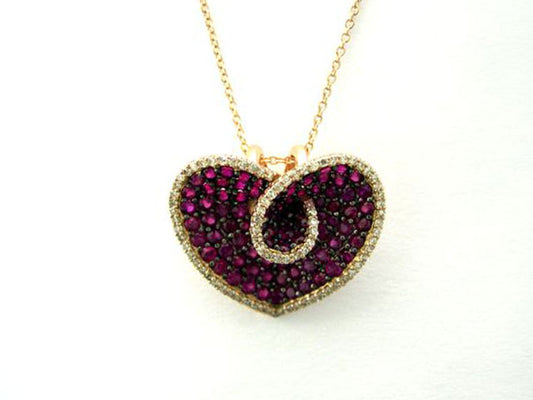 EFFY 14K ROSE GOLD DIAMOND,NATURAL RUBY PENDANT