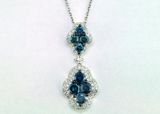 EFFY 14K WHITE GOLD DIAMOND,BLUE DIAMOND, PENDANT